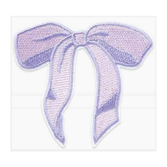 Lavender Embroidered Bow Iron-On & Adhesive Patch by Make Market®